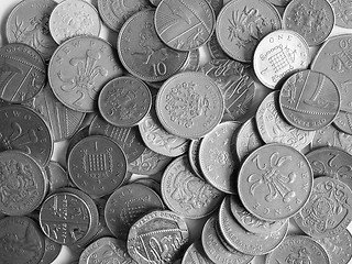 Image showing Black and white Pound coins