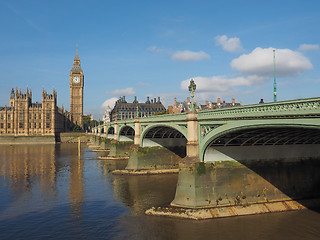 Image showing Westminster Bridge and Houses of Parliament in London