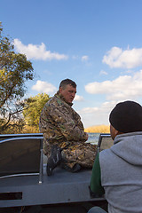 Image showing Fishermen in a boat