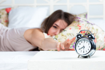 Image showing The young girl in bed