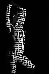 Image showing The  body of woman with black and white pattern