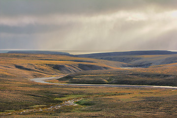 Image showing Scarce landscape of cold Arctic desert. Novaya Zemlya archipelago. Nuclear testing range 3