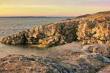 Image showing Beautiful cape in strait between islands of the Arctic