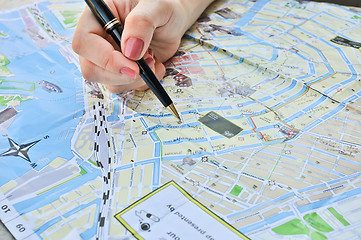 Image showing notes on a map of Amsterdam