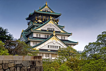 Image showing Osaka Castle at sunset in Japan