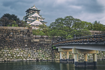 Image showing Osaka Castle at sunset in Japan