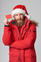 Image showing bright picture of handsome man in christmas hat.