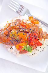 Image showing rice with meat and vegetables