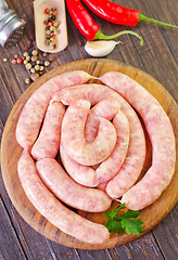 Image showing raw sausages