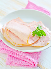 Image showing ham on plate