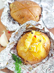 Image showing baked potato in foil