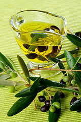 Image showing Olive Oil and Olives