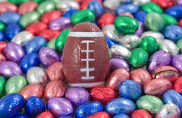 Image showing gridiron, rugby, football egg amongst other easter eggs