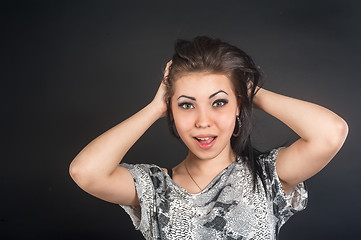 Image showing Beautiful young surprised woman