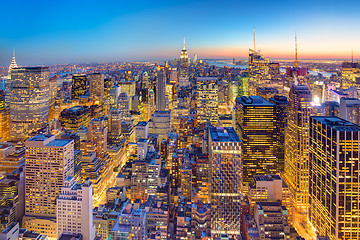 Image showing New York City Manhattan downtown skyline.