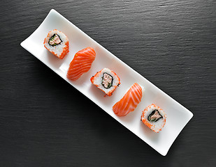 Image showing Sushi and rolls