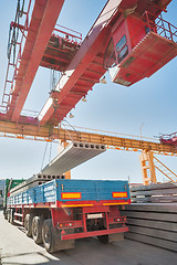 Image showing Loading concrete products in onboard car