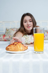 Image showing The morning and breakfast of young beautiful girl