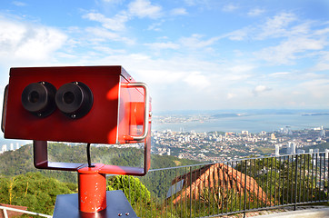 Image showing Colorful telescope viewer at Penang Hills