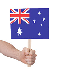 Image showing Hand holding small card - Flag of Australia