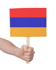 Image showing Hand holding small card - Flag of Armenia