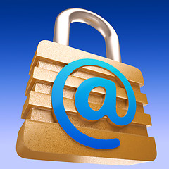 Image showing At Sign Padlock Shows Security Online Communication