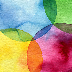 Image showing Abstract watercolor circle painted background