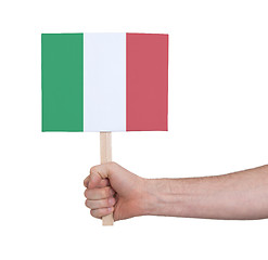 Image showing Hand holding small card - Flag of Italy