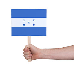 Image showing Hand holding small card - Flag of Honduras