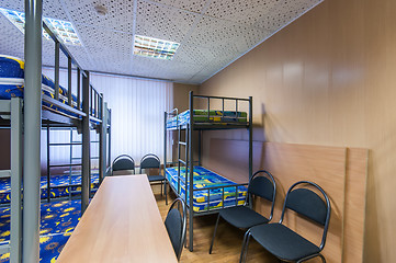 Image showing bunk metal beds in hostel room