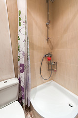 Image showing bathroom with sink toilet and shower tray