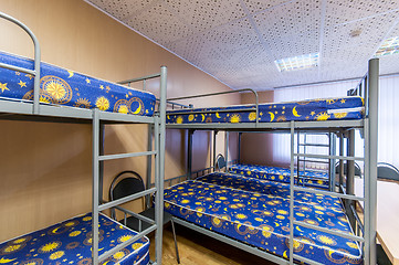 Image showing bunk metal beds in hostel room