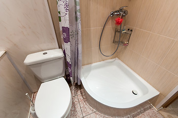 Image showing bathroom with sink toilet and shower tray