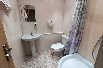 Image showing bathroom with sink toilet and shower tray