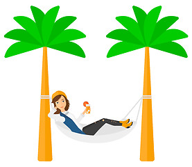 Image showing Woman chilling in hammock.