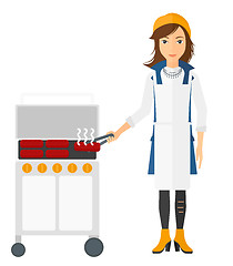 Image showing Woman preparing barbecue.