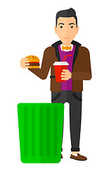 Image showing Man throwing junk food.