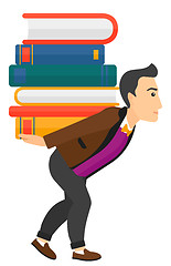 Image showing Man with pile of books.