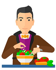 Image showing Man cooking meal.