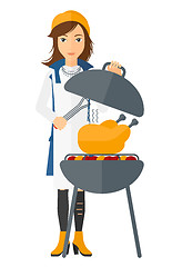 Image showing Woman preparing barbecue.