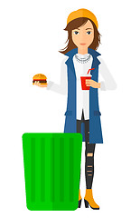 Image showing Woman throwing junk food.