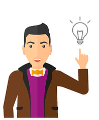 Image showing Man pointing at light bulb.