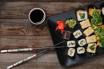 Image showing Various of sushi rolls