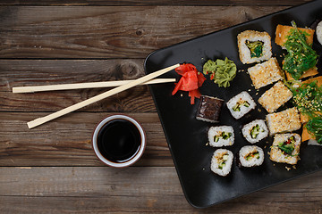 Image showing Various of sushi rolls