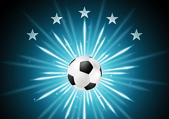 Image showing Abstract soccer background with ball and stars