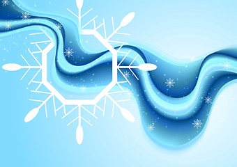 Image showing Vibrant waves Christmas background with big snowflake