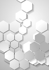 Image showing Light grey tech background with hexagons