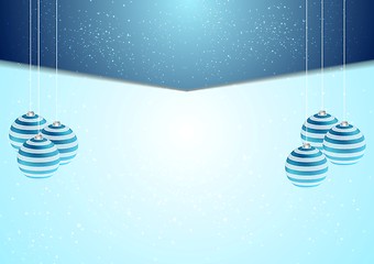 Image showing Blue corporate Xmas background with fir tree balls