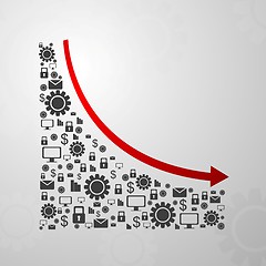 Image showing Abstract decline graph arrow with communication icons