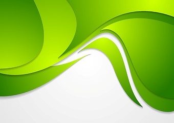 Image showing Bright green corporate wavy background